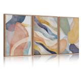 LHIUEM Large Abstract Colorful Framed Canvas Wall