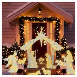 Soaoo Outdoor White Nativity Scene with 2 String L