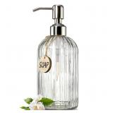 JASAI 18 Oz Clear Glass Soap Dispenser with Rust P