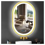 ARUMMA Gold Oval Lighted Mirror for Bathroom Wall