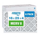 Aerostar 16x25x4 MERV 8 Pleated Air Filter, AC Fur