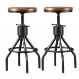 LOKKHAN Set of 2 Industrial Bar Stool-Height Adjus