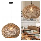 Teru Ji Kaikang Boho Woven Rattan Pendant Light,Ha