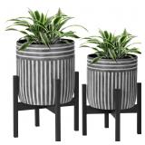 Lynxor Plant Pot with Stand, Set of 2 Modern Flowe