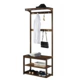 SEIRIONE Bamboo Coat Rack Shoe Bench, 5 in 1 Desig