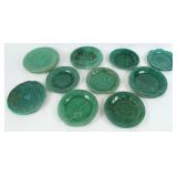 (17) Assorted Green Leaf Majolica Plates