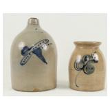 Two Gallon Jug & One Gallon Jar w/ Cobalt