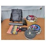 Sewing Supplies, Rocks & Assorted Clutches