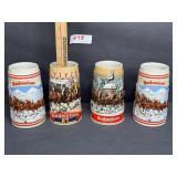 There is Budweiser beer Steins