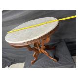 antique oval marble topped end table