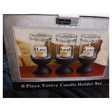 VOTIVE HOLDERS 3 HOLDERS W/BASES NIB