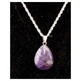 LAVENDER NATURAL STONE PENDANT NECKLACE