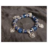 BRACELET WITH HEARTS AND DARK BLUE BEADS