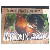 ROOSTER TEMPERED GLASS CUTTING BOARD / NEW