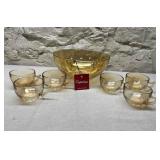 Amber Glass Punch Bowl Set