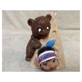 Bear Native American Indian In A Teepee Ceramic