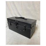 Black Metal Tool Box With Wood Insert and Handle