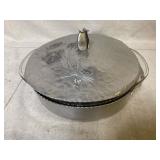 Vintage Hammered Aluminum Rose Casserole Dish