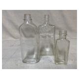 3 Clear Glass Medicine Bottles