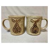 Pair of Ceramic Pear Pattern Mugs