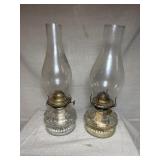 Pair of Eagle Oil Lamps With Brass Base