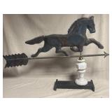 Antique Copper Horse Weathervane w/ Arrow & Stand