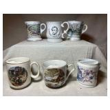 6 Ceramic Mustache Mugs