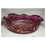 Victorian Delaware Pattern Cranberry Flash Dish