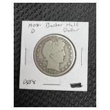 1908-D Barber Half Dollar