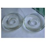 Pair Of Iittala Clear Glass Nappi Style Candle Hol