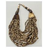 Unique Brown Beaded Necklace VTG