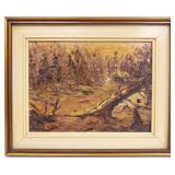 DeLorme, Mid Century Fall Forest Scene, Oil