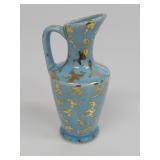 American Art Pottery Blue Gold Gilt Jug Vase USA