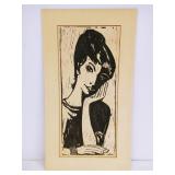 Noemi Schindler, Audrey Hepburn Woodcut Print, Sig