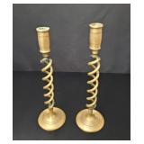 Retro Twisted Brass Candle Holders vtg