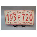 1976 Quebec License Plate