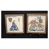 Austrian Medieval Tapestry Tile Art vtg