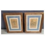 2 Randolph Caldecott Art Prints c1910-15