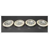 4 Italian Silver Plate Crystal Coasters