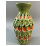 Retro MCM Green & Orange Ceramic Vase