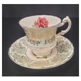 Paragon Teacup & Saucer Interior Rose Gold Lace