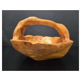 Rustic Burl Wood Hand Carved Basket