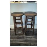 Pair of Handcrafted High Bar Stools Walnut- Heavy