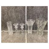 Crystal and Glass Vase and Candleholder Bundle