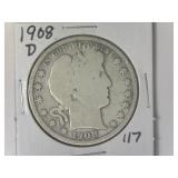 1908-D Barber Half Dollar