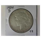 1934-D Peace Silver Dollar