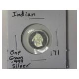 Indian One Gram Silver Round