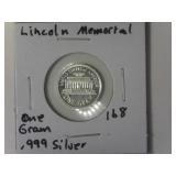 Lincoln Memorial One Gram Silver Round