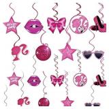 New Pink Girls Party Swirl Decorations, Hot Pink