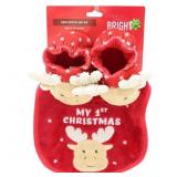 New Season Bright First Christmas Bib/Booties,